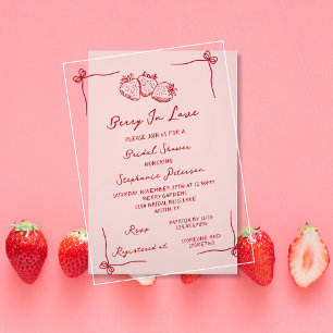 Handgezeichnete Kokette Berry In Love Brautparty Acryleinladungen