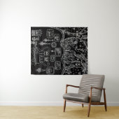 Handgezeichnete, komplizierte Katzen Wandteppich (Beispiel (Horizontal))