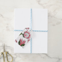 Handgezeichnete Königsproteas auf weißen Geschenke