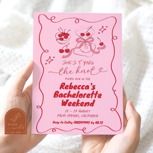 Handgezeichnete Kopplung des Knot Martini Bachelor Einladung