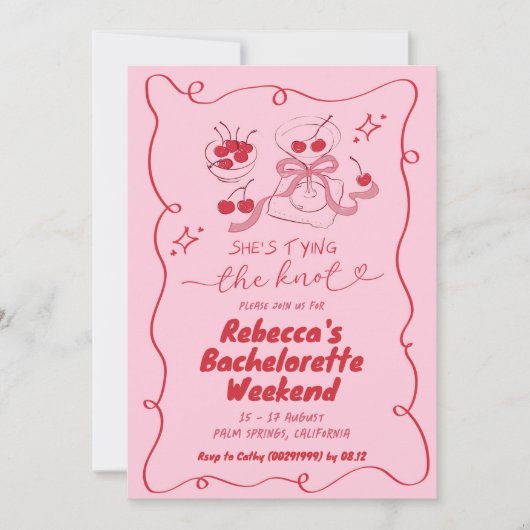 Handgezeichnete Kopplung des Knot Martini Bachelor Einladung (Vorderseite)