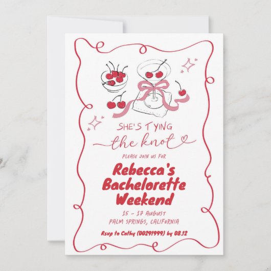 Handgezeichnete Kopplung des Know Martini Bachelor Einladung (Vorderseite)