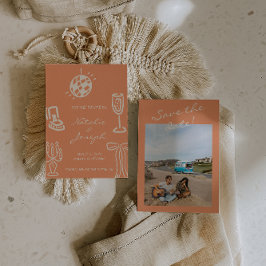 Handgezeichnete Korallen Romantische Whimsical Fot Save The Date