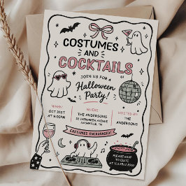 Handgezeichnete Kostüme und Cocktails Halloween-Pa Einladung