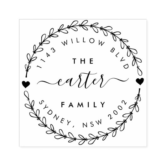 Handgezeichnete Kranfamilie Name Rücksendeadresse Gummistempel (Prägung)