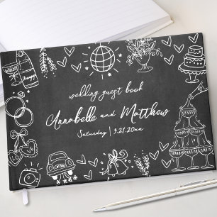 Handgezeichnete Kreide Whimsical Hochzeit Gästebuch