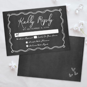 Handgezeichnete Kreidetafel Whimsical Hochzeit RSVP Karte