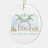 Handgezeichnete Krippe Alles ist ein ruhiges Spric Keramik Ornament (Links)