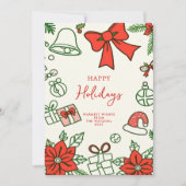 Handgezeichnete Kritzel-Doodle-Weihnachten Feiertagskarte (Vorderseite)
