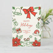 Handgezeichnete Kritzel-Doodle-Weihnachten Feiertagskarte (Stehend Vorderseite)