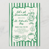 Handgezeichnete Kritzel-Doodles Grüner St. Patrick Einladung (Vorderseite)