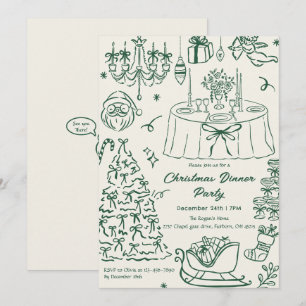 Handgezeichnete Kritzel-Doodles Weihnachtsfeier Ei Einladung