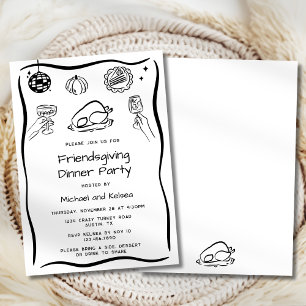 Handgezeichnete Kritzel-Einladung zum Thanksgiving Einladung