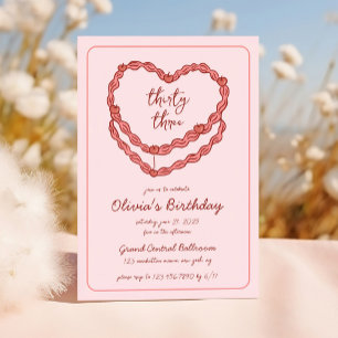 Handgezeichnete Kritzelei Vintage-Torte Pink Rot G Einladung