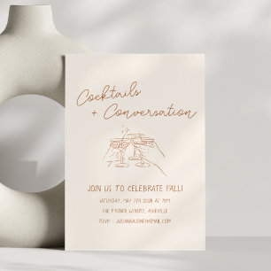 Handgezeichnete Kritzeleien Cocktails Herbstparty Einladung