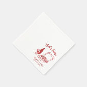 Handgezeichnete Küche Amore Pizza Probe Abendessen Serviette (Ecke)