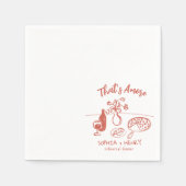 Handgezeichnete Küche Amore Pizza Probe Abendessen Serviette (Vorderseite)