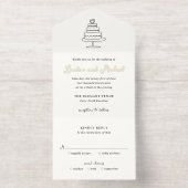 Handgezeichnete Kuchen Doodle Moderne Hochzeit All-in-One-Einladung (Innenseite)