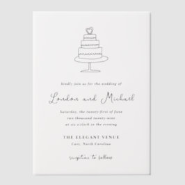 Handgezeichnete Kuchen Doodle Moderne Hochzeit Pergament Einladungen