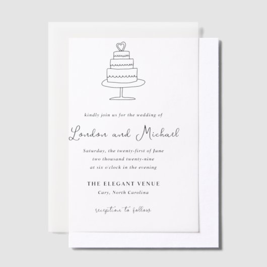 Handgezeichnete Kuchen Doodle Moderne Hochzeit Pergament Einladungen (Versetzt)