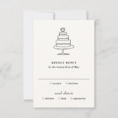 Handgezeichnete Kuchen Doodle Moderne Hochzeit RSVP Karte (Vorderseite)