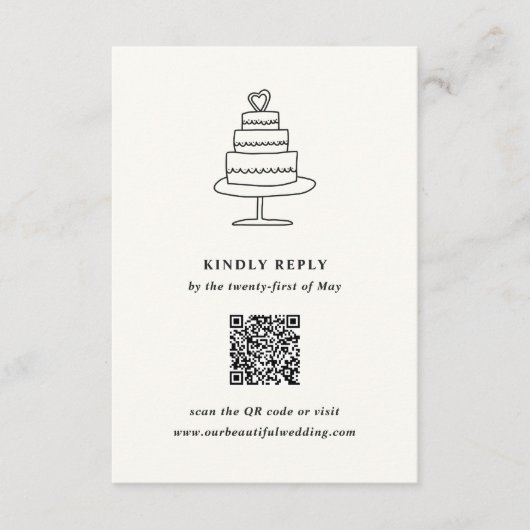 Handgezeichnete Kuchen Doodle Moderne Hochzeit RSVP Karte (Vorderseite)