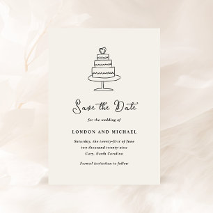 Handgezeichnete Kuchen Doodle Moderne Hochzeit Save The Date