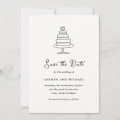 Handgezeichnete Kuchen Doodle Moderne Hochzeit Save The Date (Vorderseite)