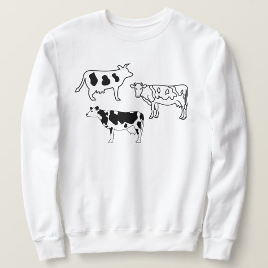 Handgezeichnete Kühe Bauer Doodles Schwarz/Weiß Sweatshirt (Design vorne)