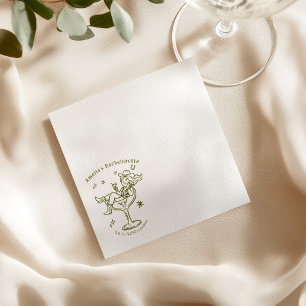Handgezeichnete Kuhgirl-Glas-Hochzeitsservietten. Serviette