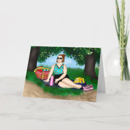 Handgezeichnete Kunst | Entspannen von Frauen am S Karte