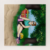 Handgezeichnete Kunst | Entspannen von Frauen am S Puzzle (Horizontal)