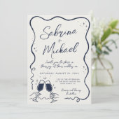 Handgezeichnete Kurven Whimsical Wedding Einladung (Stehend Vorderseite)