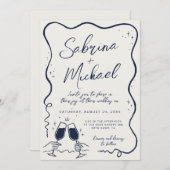 Handgezeichnete Kurven Whimsical Wedding Einladung (Vorne/Hinten)