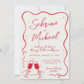 Handgezeichnete Kurvy Whimsical Wedding Einladung (Vorderseite)