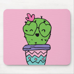 Handgezeichnete Lächelnde Kakteen Valentines Doodl Mousepad