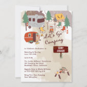 Handgezeichnete Lassenden Go-Camping-Absolventpart Einladung (Vorderseite)