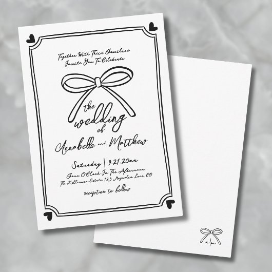 Handgezeichnete launische Bogenhochzeit Einladung
