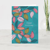 Handgezeichnete leaf Art Petal Happy Birthday Card Karte (Vorderseite)