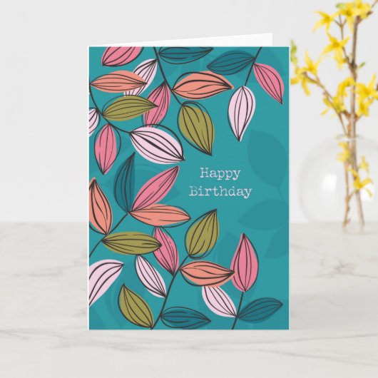 Handgezeichnete leaf Art Petal Happy Birthday Card Karte (Gelbe Blume)