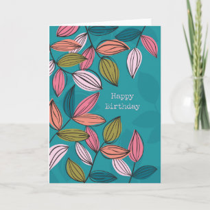 Handgezeichnete leaf Art Petal Happy Birthday Card Karte