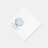 Handgezeichnete Liebe am Meer Seashell Hochzeit Serviette (Ecke)