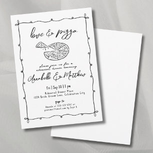 Handgezeichnete Liebes-Pizza-Hochzeitsprobedinner Einladung