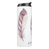 Handgezeichnete lila und rosa Wasserfarbenfeder Thermosbecher (Nach links gedreht)