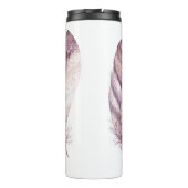 Handgezeichnete lila und rosa Wasserfarbenfeder Thermosbecher (Rückseite)