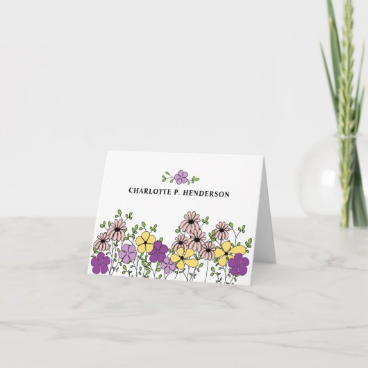 Handgezeichnete Lila Wildblume Personalisiert (Vorderseite)