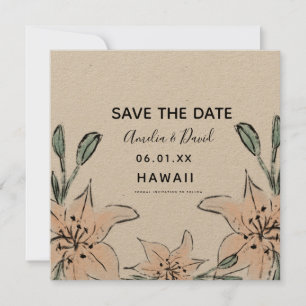 Handgezeichnete Lilien Grünzeug Save-the-Date