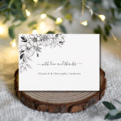 Handgezeichnete Linie Art Blume Schwarz-weiß Hochz Dankeskarte