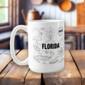 Handgezeichnete Linien-Symbole in Florida Kaffeetasse