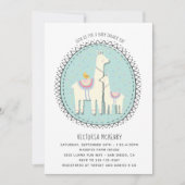 Handgezeichnete Llama Baby Dusche Einladung (Vorderseite)